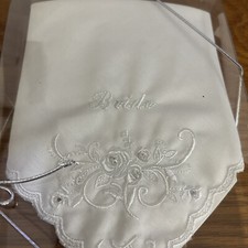 Bride Handkerchief NWOT Bling Embroidered Scalloped Edges