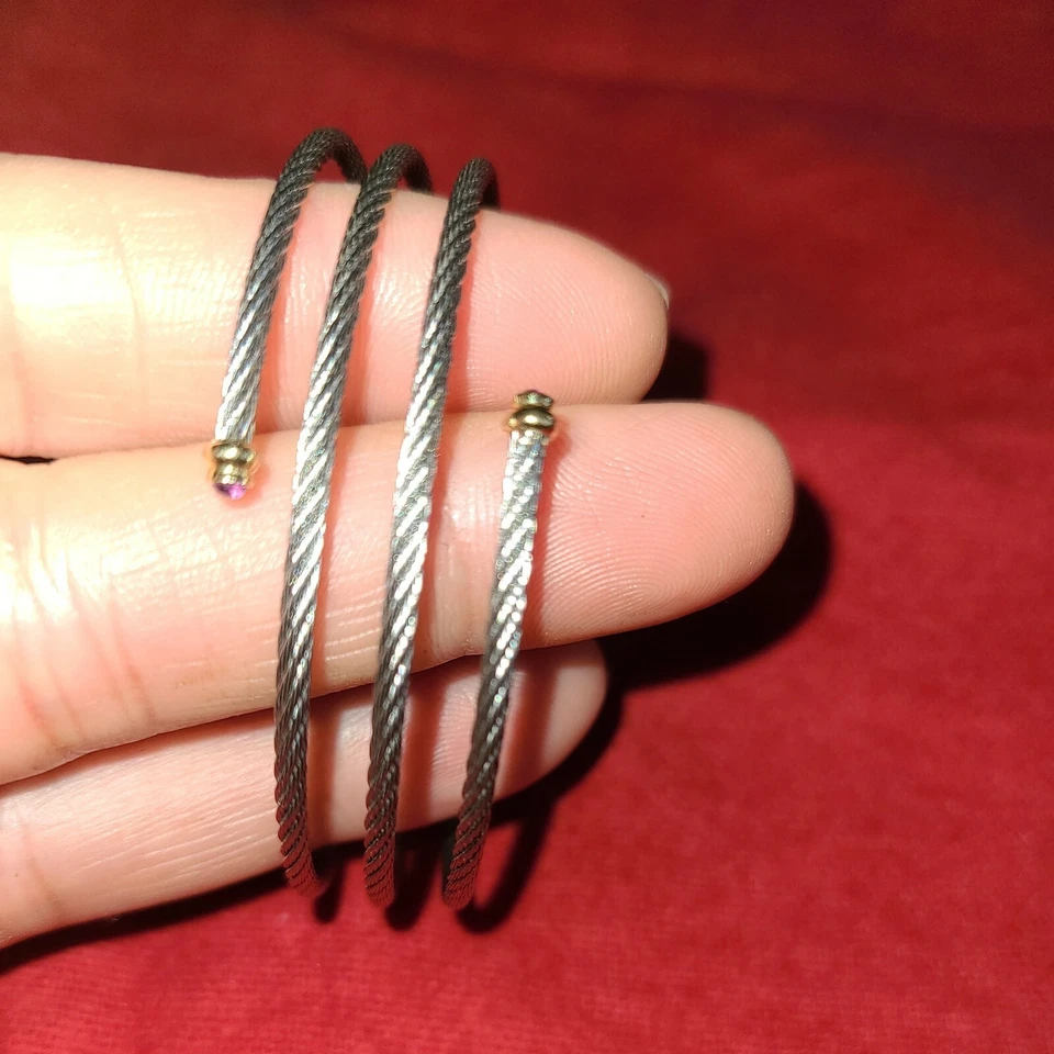 Brazalete Brazalete con Cable de Acero Cuarzo Ahumado Diamante Oro 18K Charriol $1,750 Foto 2 de 3