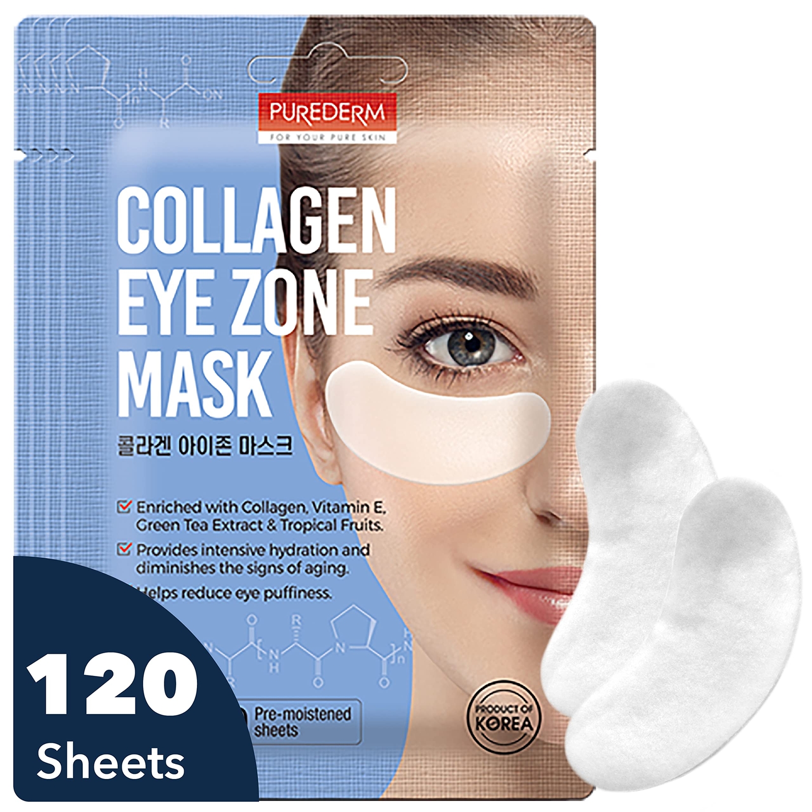 Purederm Deluxe Collagen Eye Mask Collagen Pads For Women 4 Pack Of 30 Sheets...