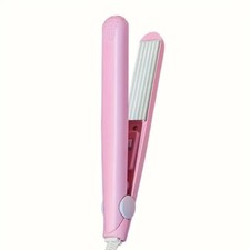 Hair Straightener Curler Ceramic Mini 2 in 1 With Case Home Office Travel Pink