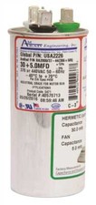 ROUND USA-MADE MOTOR RUN CAPACITOR, 30/5 MFD, 370/440 VAC Silver