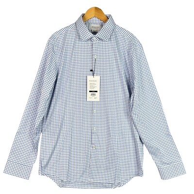Ministry of Supply Dress Shirt Mens Sz XL Aero Slim Blue Plaid