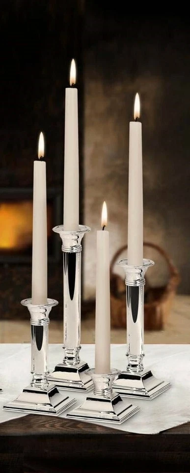 Candelabro In Argento Portacandele Con Incisione - Immagine 4 di 4