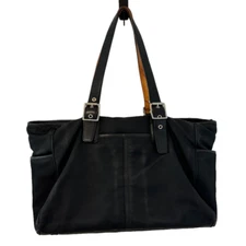 Coach Nylon Multipurpose Black Shoulder Tote Messenger Bag Leather Straps 5173