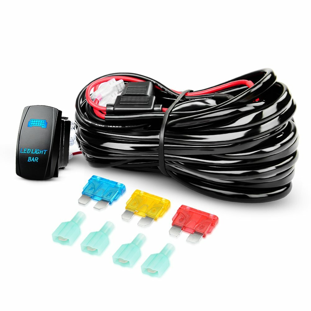 NILIGHT LED Light Bar Wiring Harness Kit 12V 40Amp Fuse Relay ON