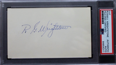 Russ Wrightstone (d1969) PHILLIES Signed 3x5 Index Card Certified