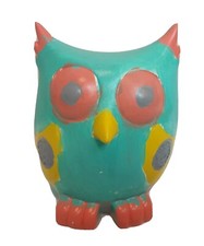 Owl Piggy Coin Money Bank 5" Pastel Decorative EUC Children's