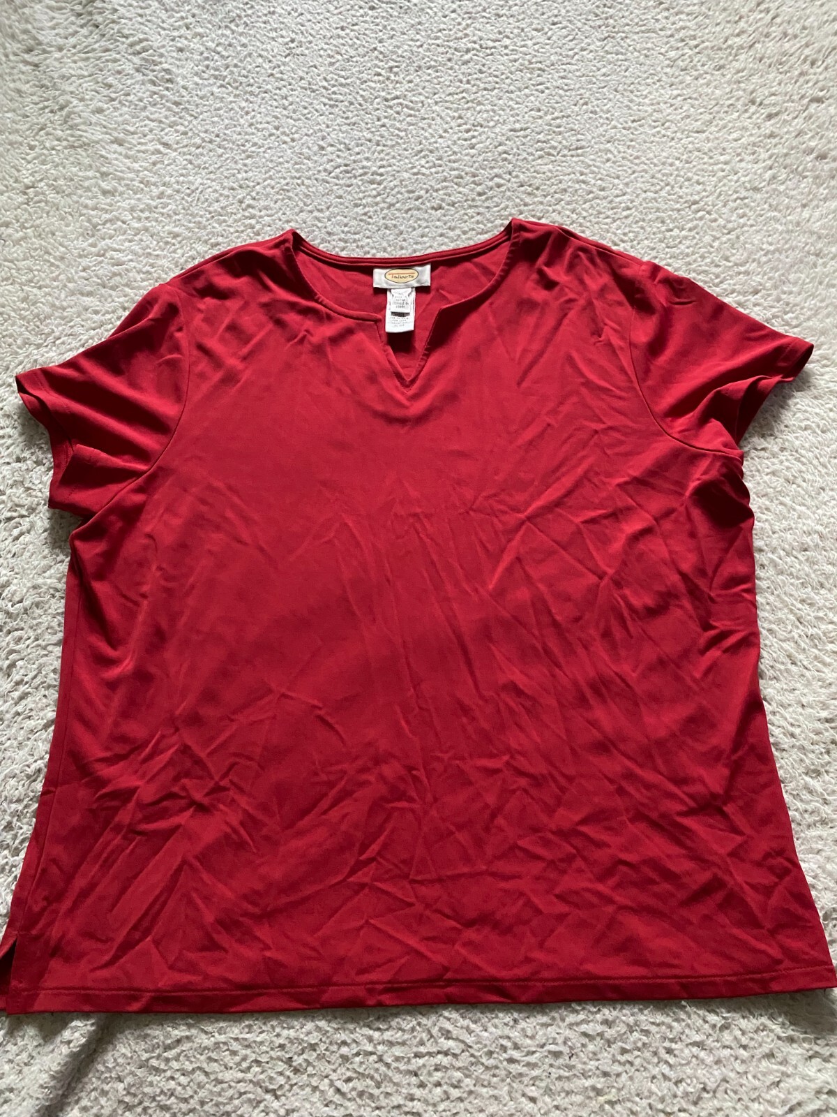 Talbots Women Short Sleeve Henley Neck T-Shirt Red Size XL
