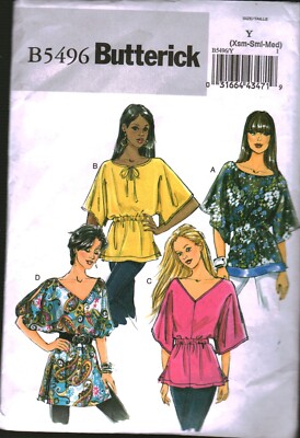 5496 Vintage Butterick SEWING Pattern Misses Loose Fitting Tunic Top ...