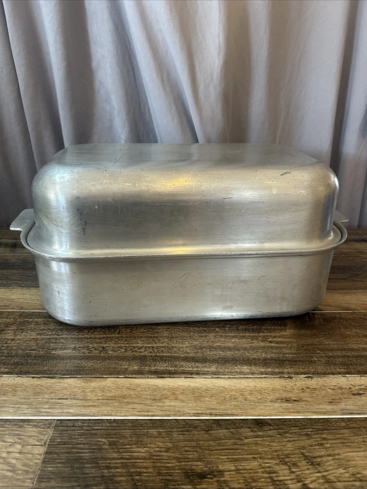 Vintage Kitchen Craft Cast Aluminum Roasting Pan Dome Lid 2 pcs.