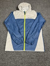 Columbia Kids Hooded Windbreaker Jacket L Blue Gray Zip Lightweight