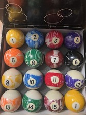 Unmarked Marble Swirl Pool Balls. 15 Balls Extra 1 Ball NO CUE BALL. read