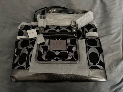 Large Coach Signature  Tot Sv/Black/Gunmetal New W TAGS