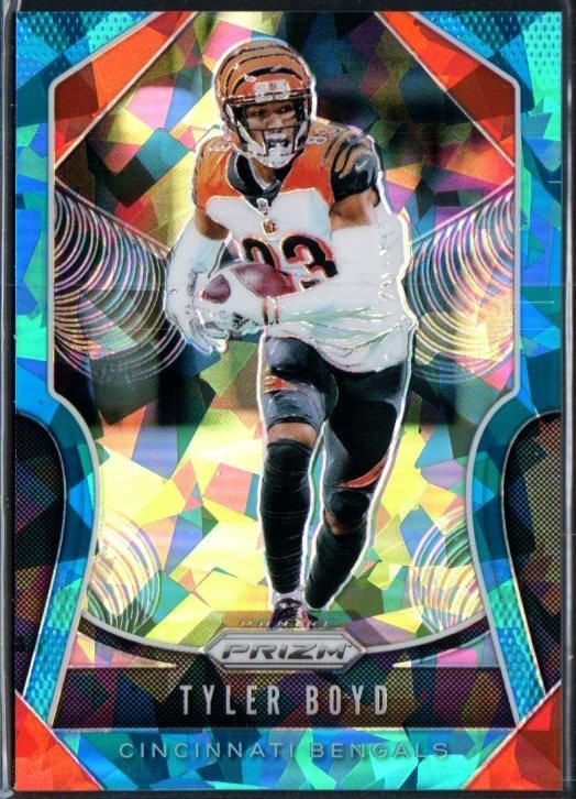 2019 Panini Prizm Football Blue Cracked Ice Prizm /99 #77 Tyler Boyd