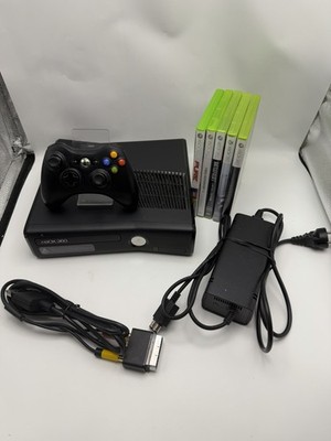 Microsoft Xbox 360 S 250GB Mattschwarz Spielekonsole mit Controller 5x Spiele C