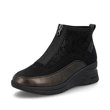 Rieker N936201 Womens Black Metallic Wedge Trainer Boot