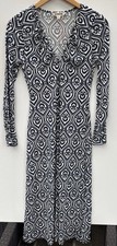 Boden V Neck Midi Dress Blue White 6 Petite Paisley French Navy