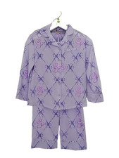 M&S Girl's Wicked Pyjama Set Purple Mix Satin Long Sleeve Drawstring Waist New