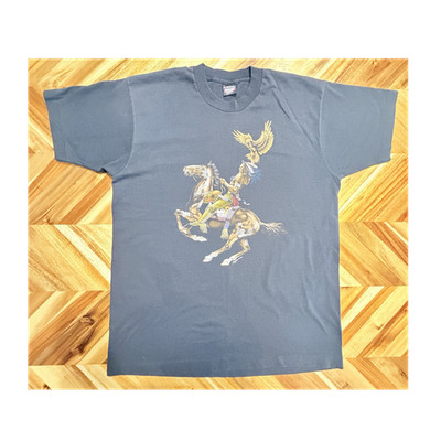 Vintage 90s Screen Stars Best Native American Art XL Single Stitch T-Shirt Biker