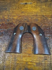 Factory Ruger Bisley Smooth Wood Grips With Silver Medallions. No Grip Screw.