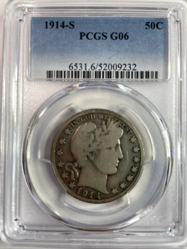 1914 S Barber Silver Half Dollar PCGS G06  Nice Original