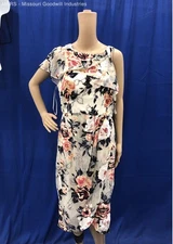 Women's JAX Black Label White & Floral Midi Dress Size 12 Regular