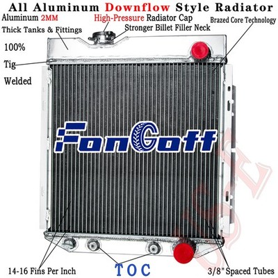 2 Row Radiator Fit 1965-66 Mustang 1960-65 Ford Falcon Ranchero Mercury Comet AT
