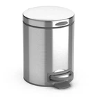 MOXIE 5 Liter Brushed Stainless Steel Commercial Trash Can Hinged Lid Indoor Out
