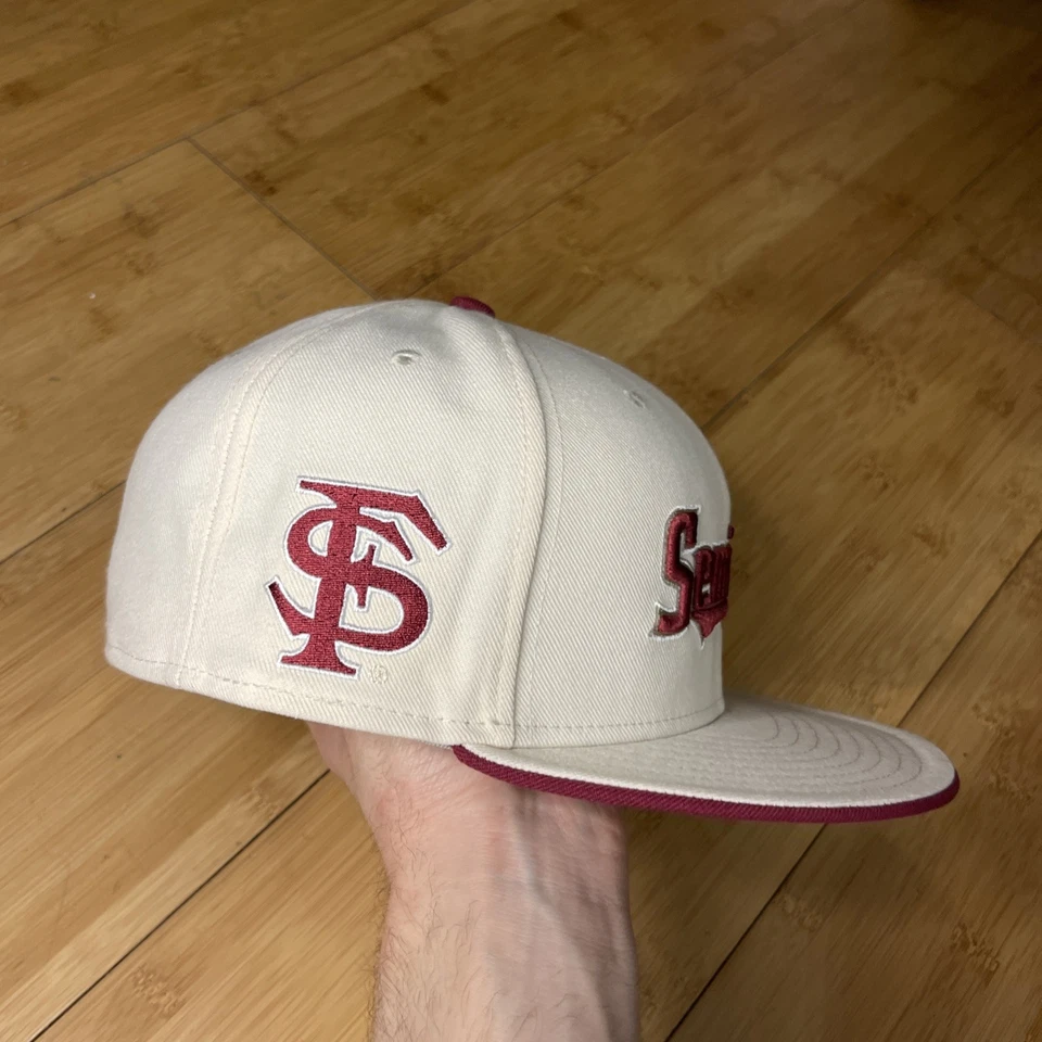 Boné Nike Pro Florida State Seminoles creme bronzeado Swoosh ajustado 7 3/8 FSU EUC! - Imagem 2 de 4