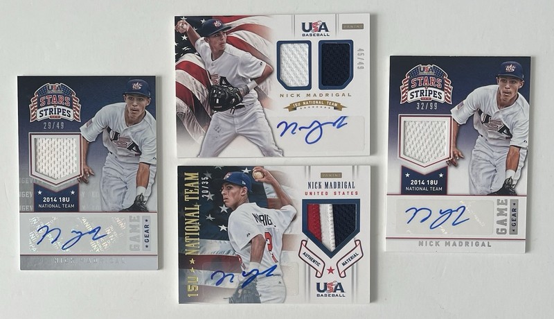(4) Nick Madrigal Jersey Patch Auto Cards 2012 2015 Panini Team USA /35 /49 /99
