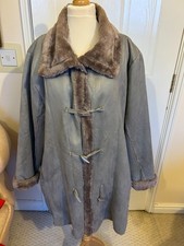Faux Suede and Fur Grey Winter Duffel Jacket- size 20/22