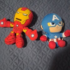Marvel Avengers Captain America Iron Man 6" Ty Beanie Plush Set
