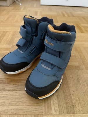 TROLLKIDS Kinder Winterstiefel EU 37 Blau/Schwarz/Gelb Klettverschluss gefüttert