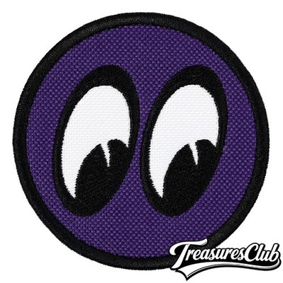 Googly Eyes Embroidered Patch Purple/Black Iron-On Sew-On Jacket Hat 3x3 Inches