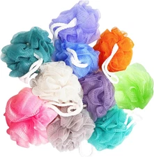 10 Pack of Bath Loofah Shower,Small Size Sponge Pouf Body Scrubber Exfoliator Sc
