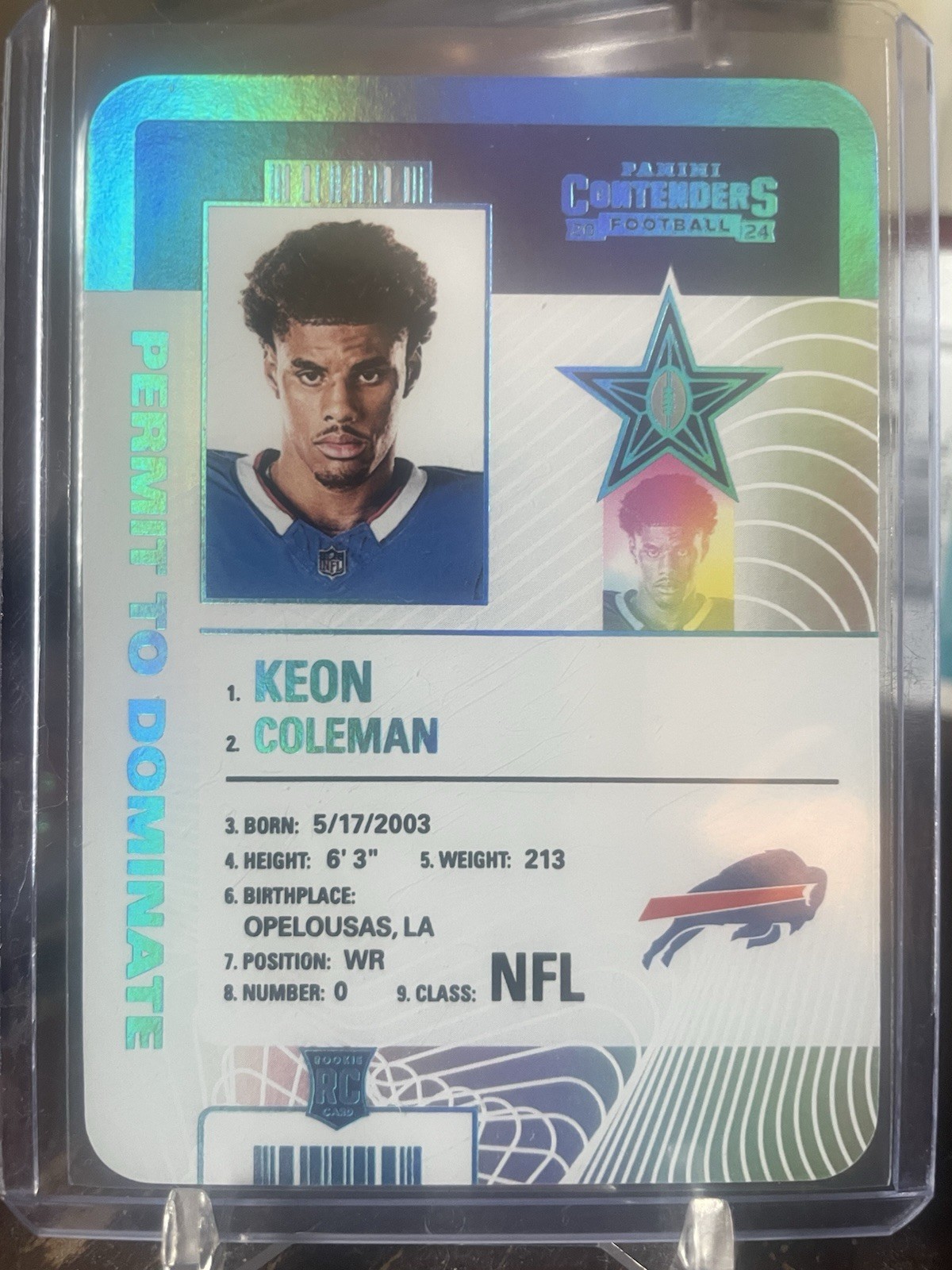 Keon Coleman 2024-25 Panini Contenders RC Permit To Dominate SSP Case Hit Bills