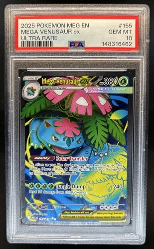 2025 Pokemon Mega Evolution Venusaur ex Ultra Rare #155/132 PSA 10 GEM MINT