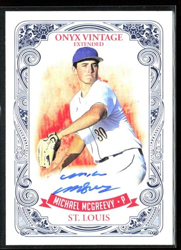 Michael McGreevy 2021 Onyx Vintage Blue Auto /400 #EAMM St. Louis Cardinals