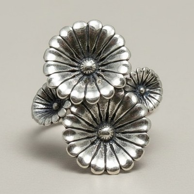 Stilvoller Sterling Silber Ring gestempelt massiv 925 Blume Handarbeit nickelfrei
