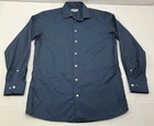Eton Dress Shirt Mens 16.5 42 Large Blue Contemporary Cotton Long Sleeve Luxury