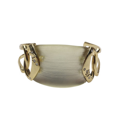 Alexis Bittar W1313 Gold Tone, Crystals & Champagne Lucite Open Cuff Bracelet