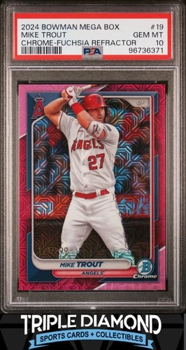 2024 Bowman Mega Box Chrome Mike Trout Fuchsia Refr #171/299 PSA 10 U185