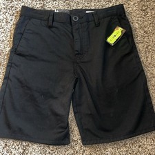 Volcom Youth Frickin Chino Shorts Boys Black Straight Beach NEW Size 30