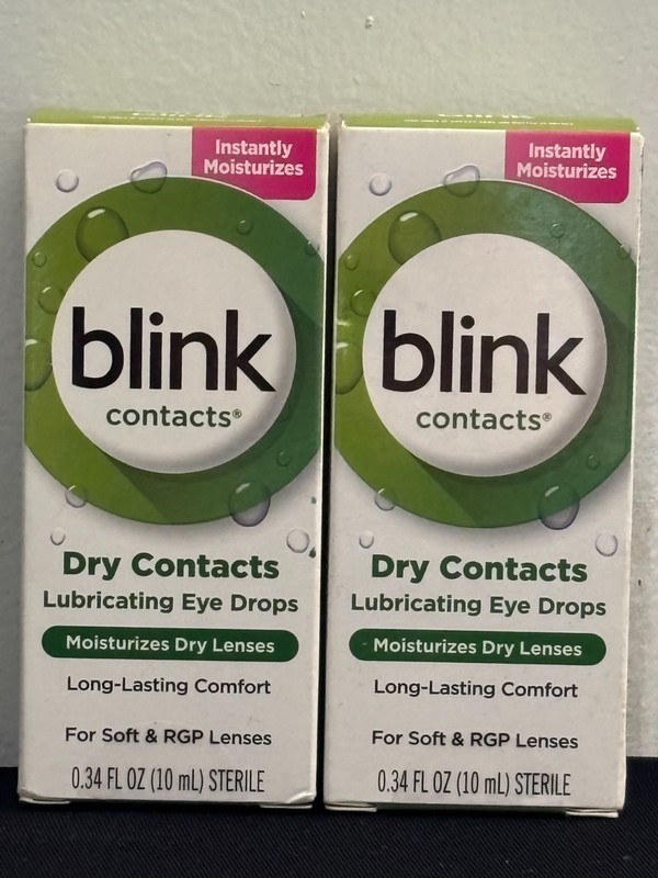 lot of 2 Blink Contacts Dry Contacts Lubricating Eye Drops 0.34 fl oz - New