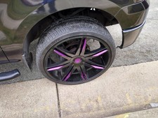 Used Black 26 Inch Universal 6 Lug Rims With Purple Accents Very Good Tires