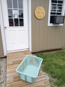 Vintage Rubbermaid Laundry Basket  Sage Green Hamper Rectangular Plastic Charity