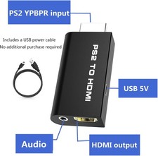 PS2 to HDMI Video Converter Adapter with 3.5mm Audio Output for HDTV Monitor Lot - Image 2