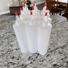 Standard Plastic Squeeze Bottles Clear with Red Tip Caps Restaurant Set