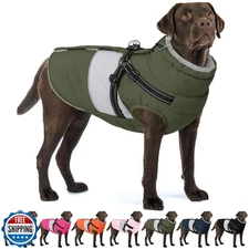 AOFITEE Dog Coat Warm Dog Winter Coat, Waterproof Dogs Jacket with Harness, D