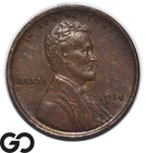 1914 Lincoln Cent Wheat Penny, Choice AU++